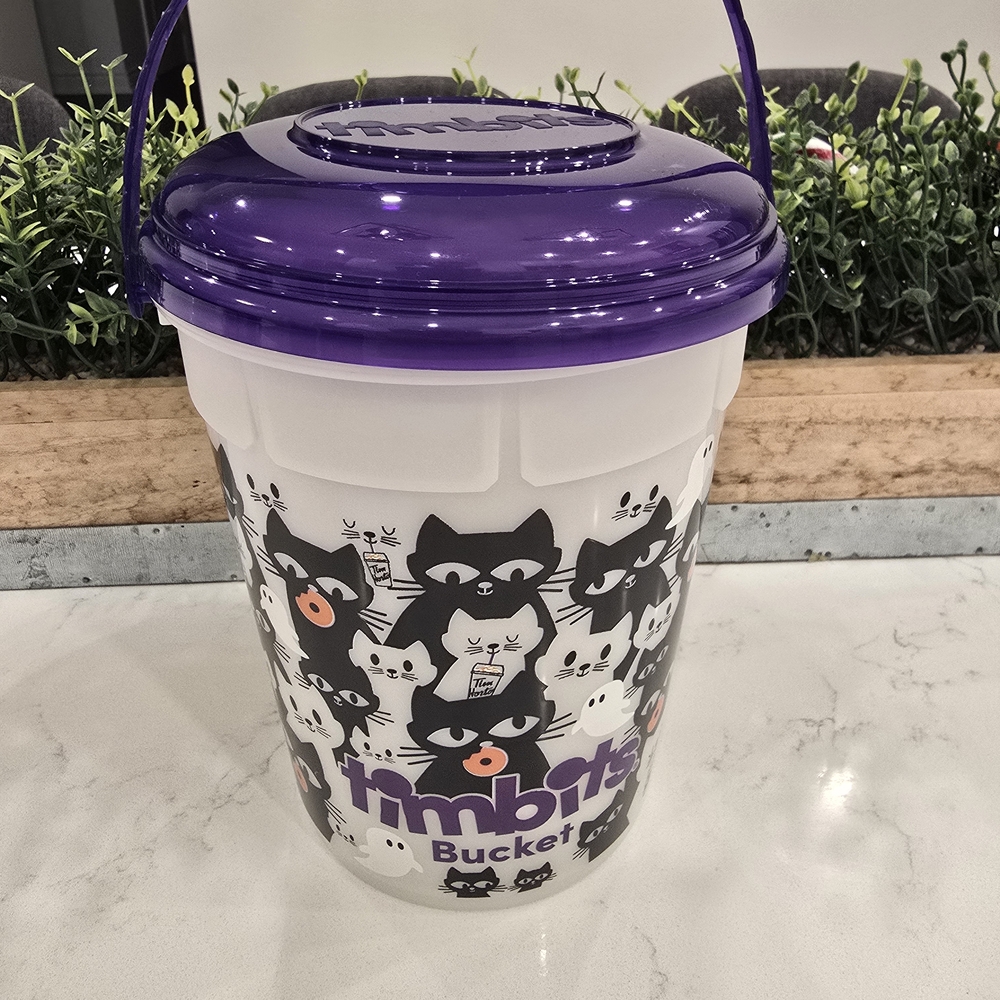 TIM HORTONS TIMBITS HALLOWEEN BUCKET 2025 Black Cat Glow In The Dark NEW